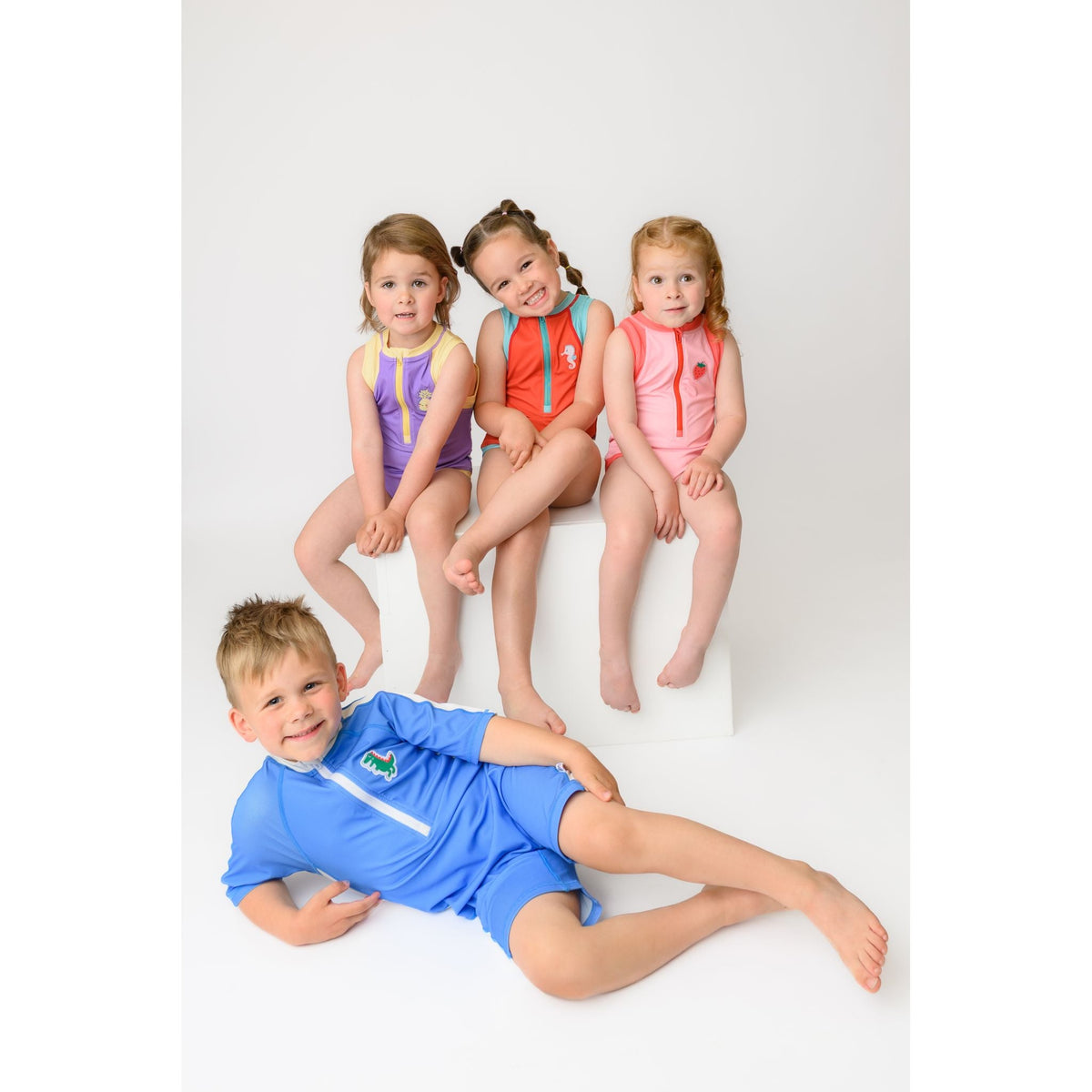 Girls Baby/Toddler Sleeveless One Piece Solid Swimsuit - Sally the Seahorse