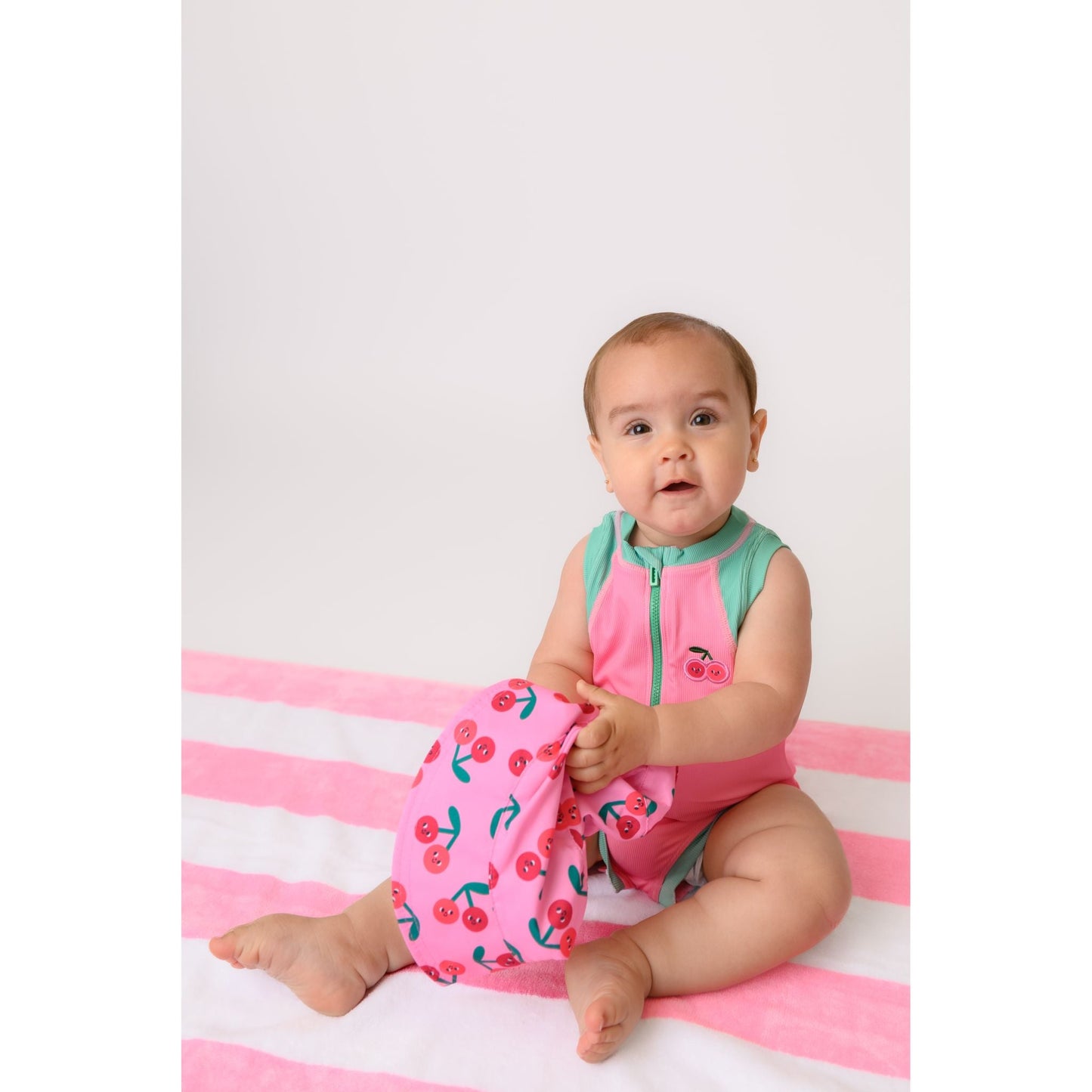 Girls Baby/Toddler Sleeveless One Piece Solid Swimsuit - Cherry
