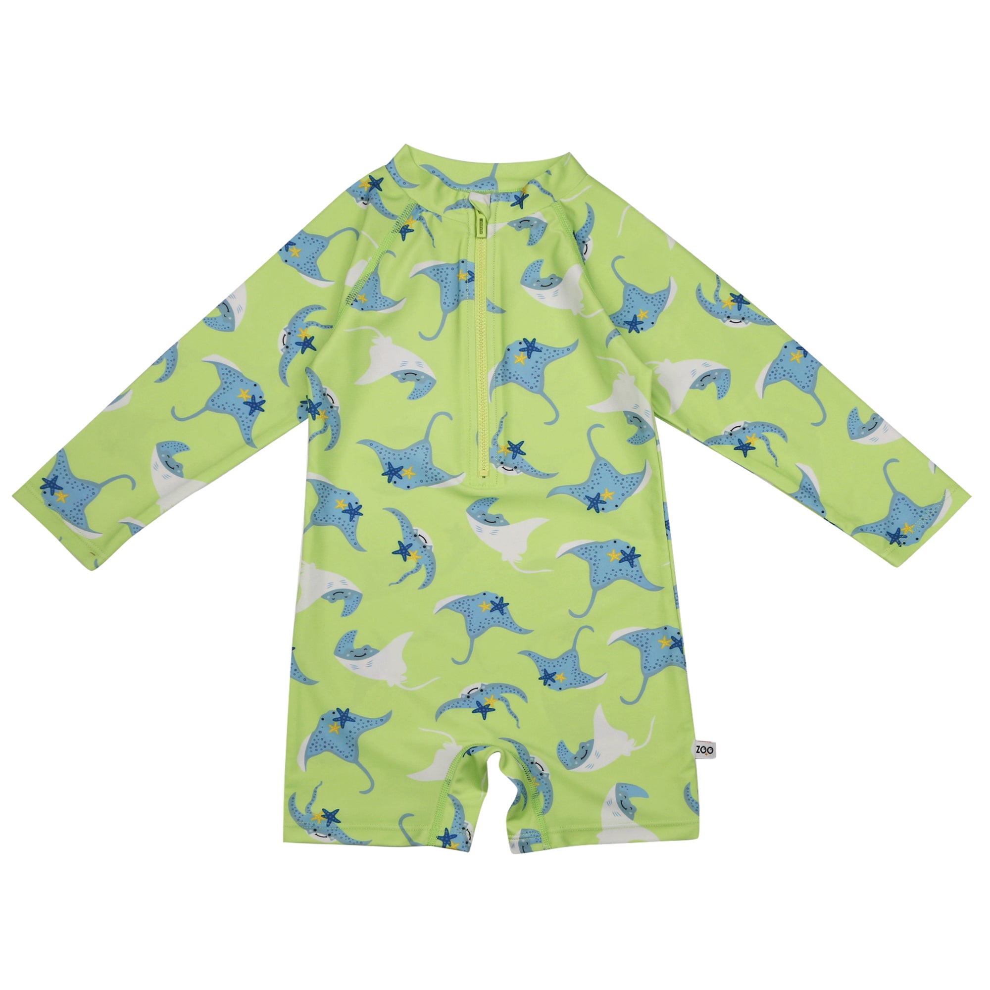 Baby one-piece rash guard & hat in swimming turtles