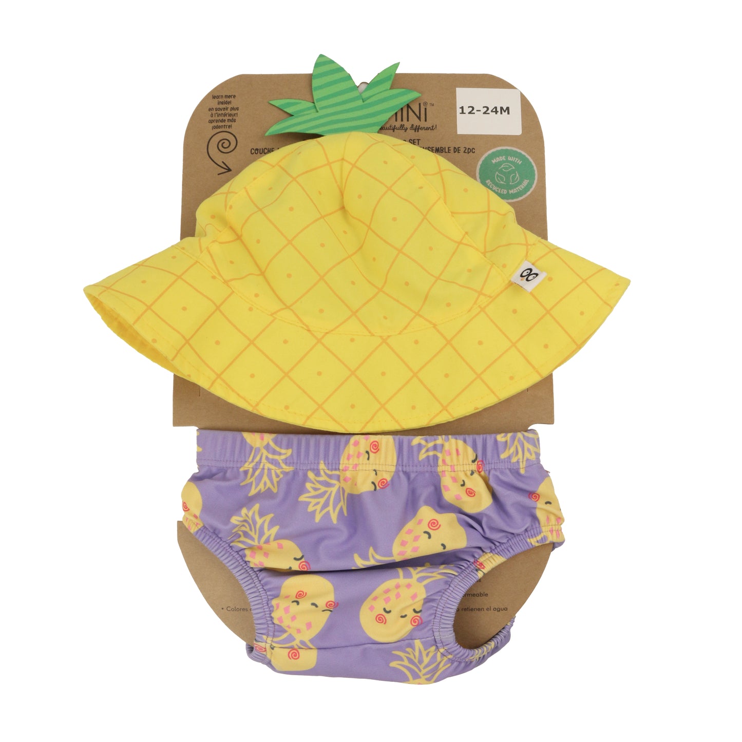 Baby Swim Diaper & Sun Hat Set - Pineapple Punch