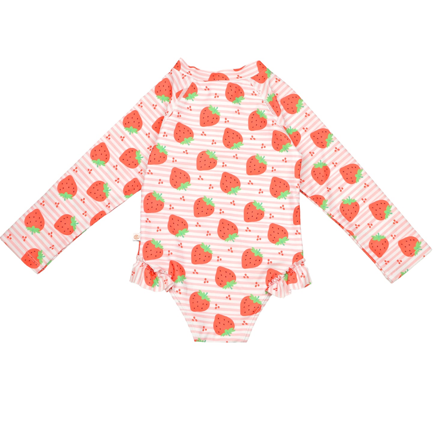 Baby/Toddler Girls Rash Guard One Piece Ruffled Swimsuit - Strawberry