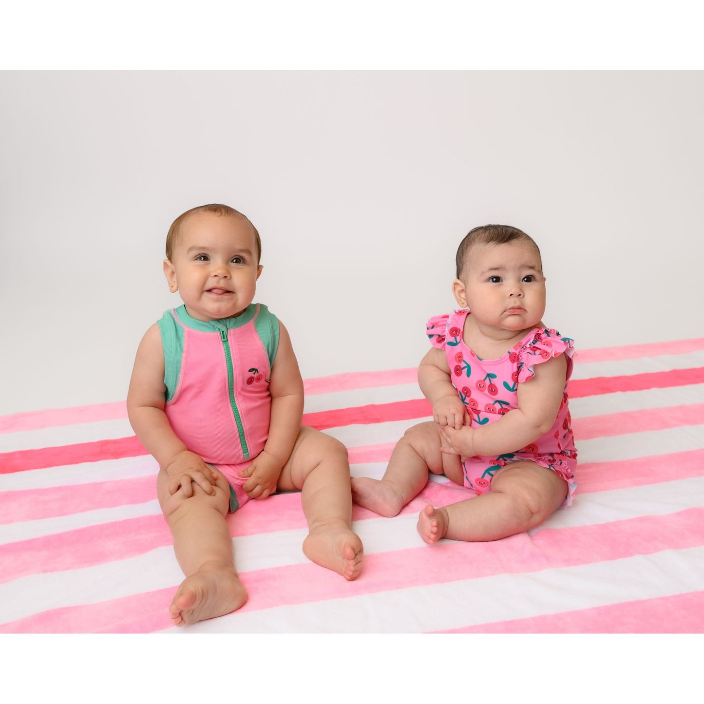 Girls Baby/Toddler Sleeveless One Piece Solid Swimsuit - Cherry
