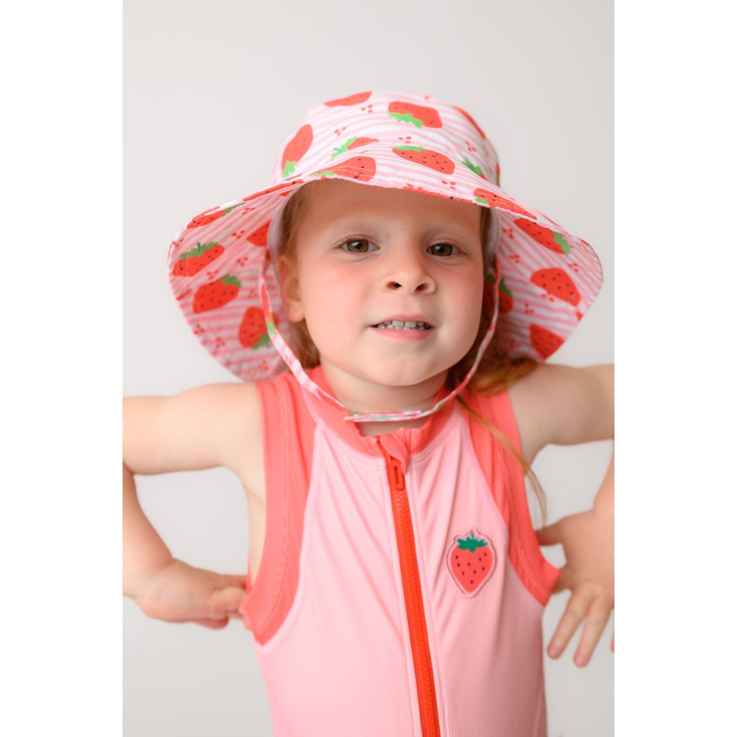 Girls Baby/Toddler Sleeveless One Piece Solid Swimsuit - Strawberry