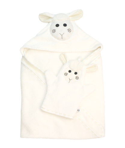 Baby Plush Terry Hooded Bath Towel - Lucky the Lamb **PRE-ORDER (Orders will ship in full early March '25)**