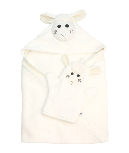 Baby Plush Terry Hooded Bath Towel - Lucky the Lamb