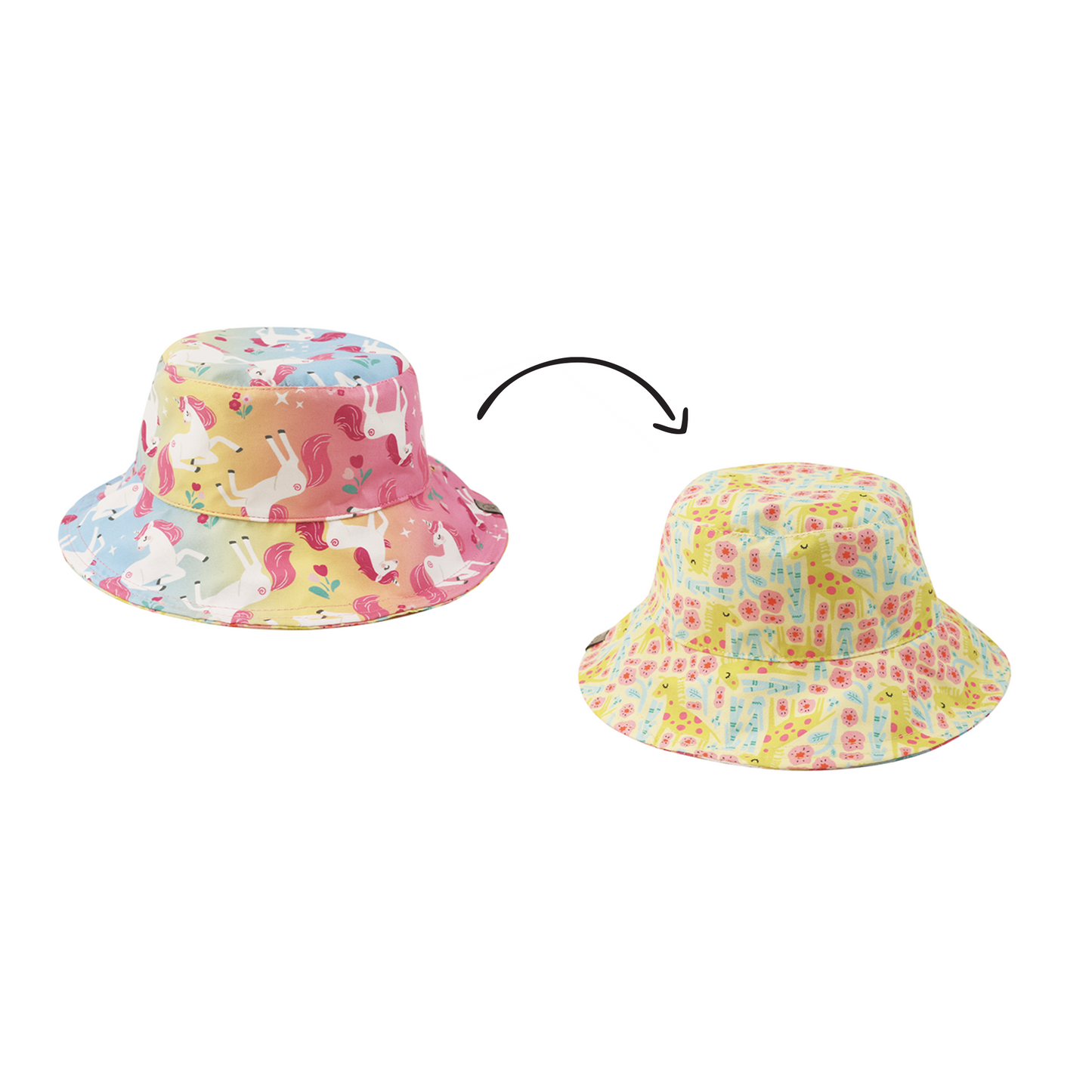 **2026 PRE-ORDER** ZOOxFJK Baby/Kids Reversible Patterned Sun Hat - Unicorn | Giraffe