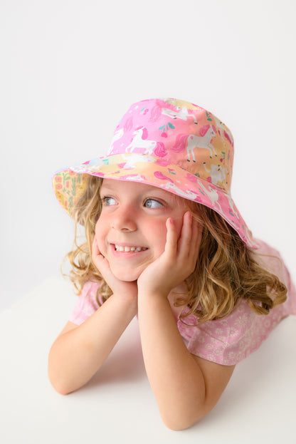 **2026 PRE-ORDER** ZOOxFJK Baby/Kids Reversible Patterned Sun Hat - Unicorn | Giraffe