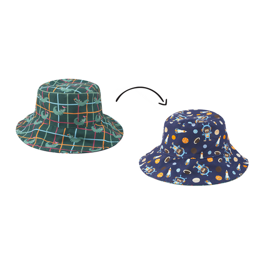 **2026 PRE-ORDER** ZOOxFJK Baby/Kids Reversible Patterned Sun Hat - Space Monkey | Alligator