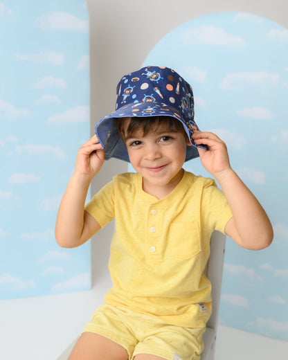 **2026 PRE-ORDER** ZOOxFJK Baby/Kids Reversible Patterned Sun Hat - Space Monkey | Alligator