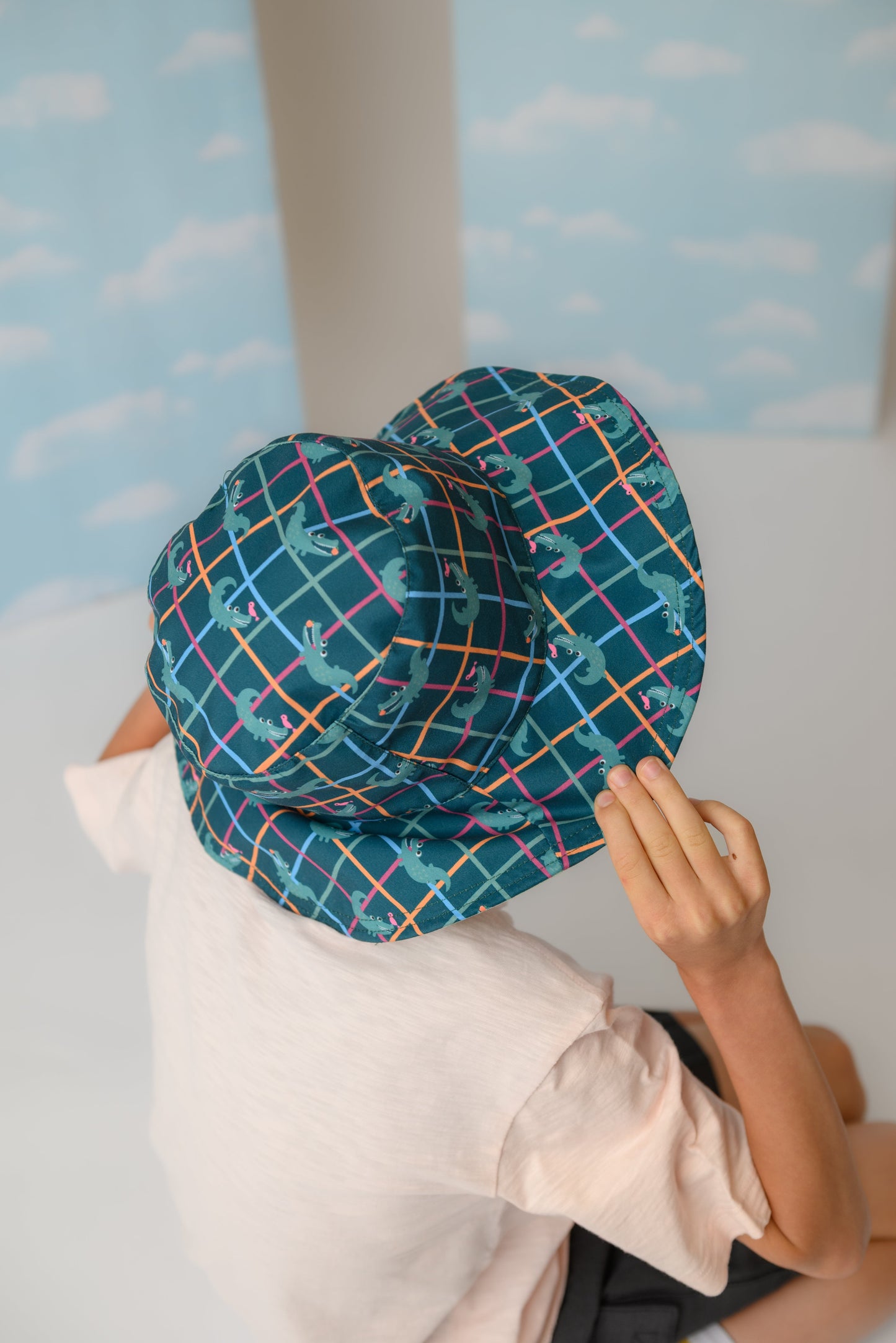 **2026 PRE-ORDER** ZOOxFJK Baby/Kids Reversible Patterned Sun Hat - Space Monkey | Alligator