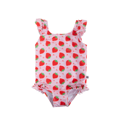 Baby Ruffled One Piece Swimsuit - Strawberry