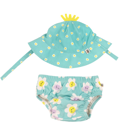 Baby Swim Diaper & Sun Hat Set - Daisy