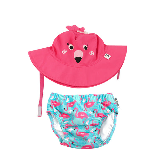 Baby Swim Diaper & Sun Hat Set - Franny the Flamingo
