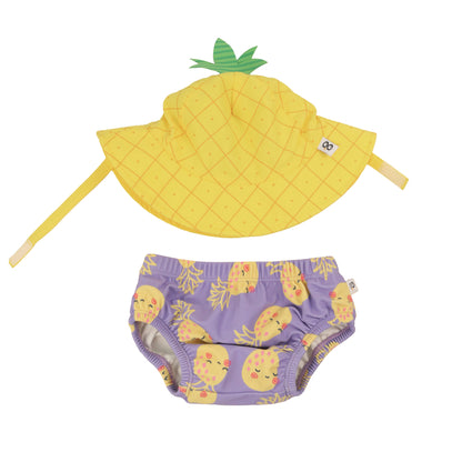 Baby Swim Diaper & Sun Hat Set - Pineapple Punch