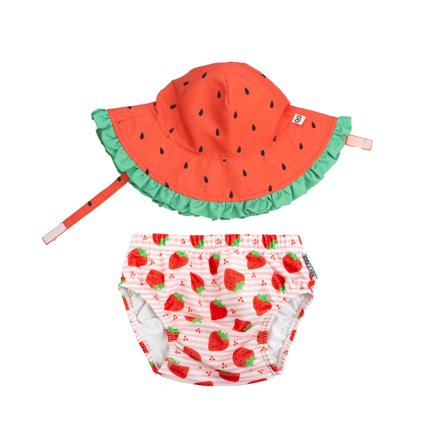 Baby Swim Diaper & Sun Hat Set - Strawberry Delight