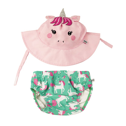 **2026 PRE-ORDER** Baby Swim Diaper & Sun Hat Set - Unity the Unicorn