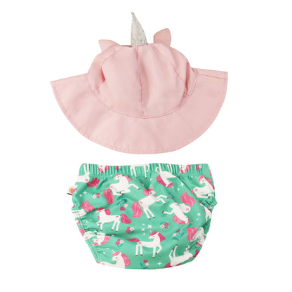 **2026 PRE-ORDER** Baby Swim Diaper & Sun Hat Set - Unity the Unicorn