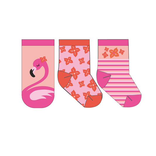 **2026 PRE-ORDER** Baby/Toddler Terry Socks Set (3-pk) - Franny the Flamingo