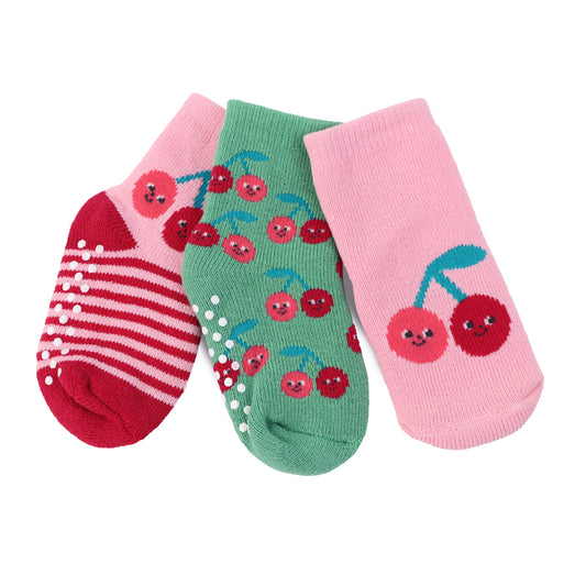 **2026 PRE-ORDER** Baby/Toddler Terry Socks Set (3-pk) - Cherry