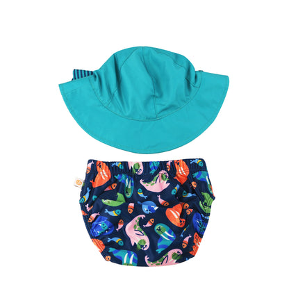 **2026 PRE-ORDER** Baby Swim Diaper & Sun Hat Set - Wally the Walrus