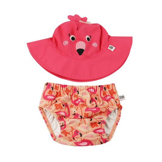 **2026 PRE-ORDER** Baby Swim Diaper & Sun Hat Set - Franny the Flamingo (Rev)