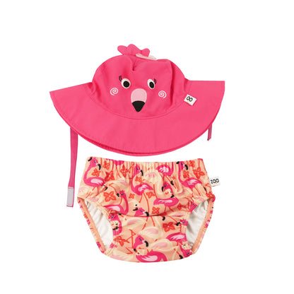 **2026 PRE-ORDER** Baby Swim Diaper & Sun Hat Set - Franny the Flamingo (Rev)