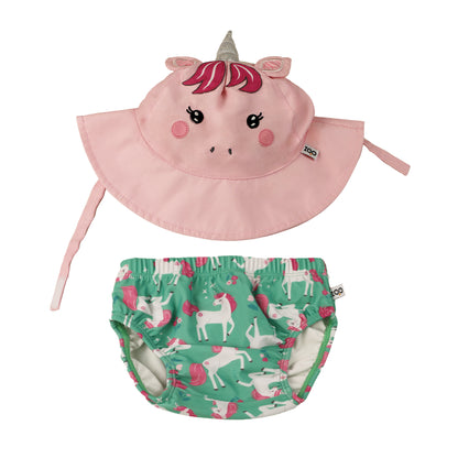**2026 PRE-ORDER** Baby Swim Diaper & Sun Hat Set - Unity the Unicorn