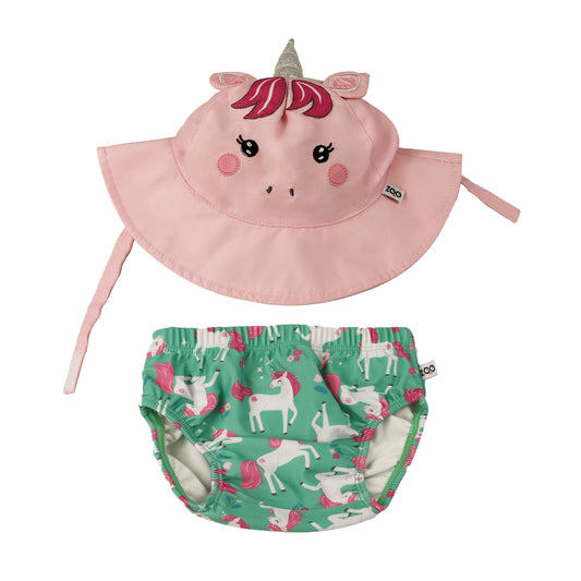 **2026 PRE-ORDER** Baby Swim Diaper & Sun Hat Set - Unity the Unicorn