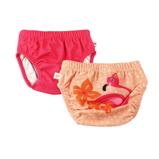**2026 PRE-ORDER** Baby/Toddler Reuseable Swim Diaper Set (2 Pcs) - Franny the Flamingo