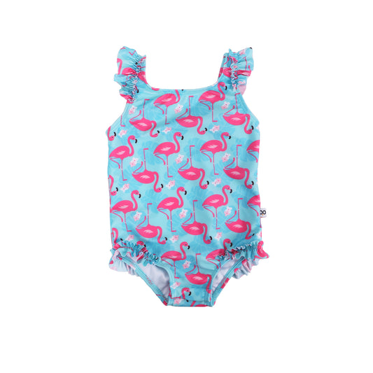 Baby Ruffled One Piece Swimsuit - Franny the Flamingo