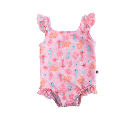 Baby Ruffled One Piece Swimsuit - Sally the Seahorse