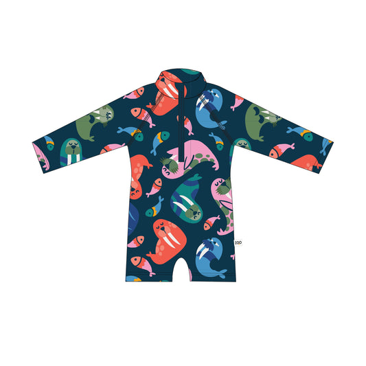**2026 PRE-ORDER** Baby/Toddler Rash Guard One Piece Printed Swimsuit - Wally the Walrus