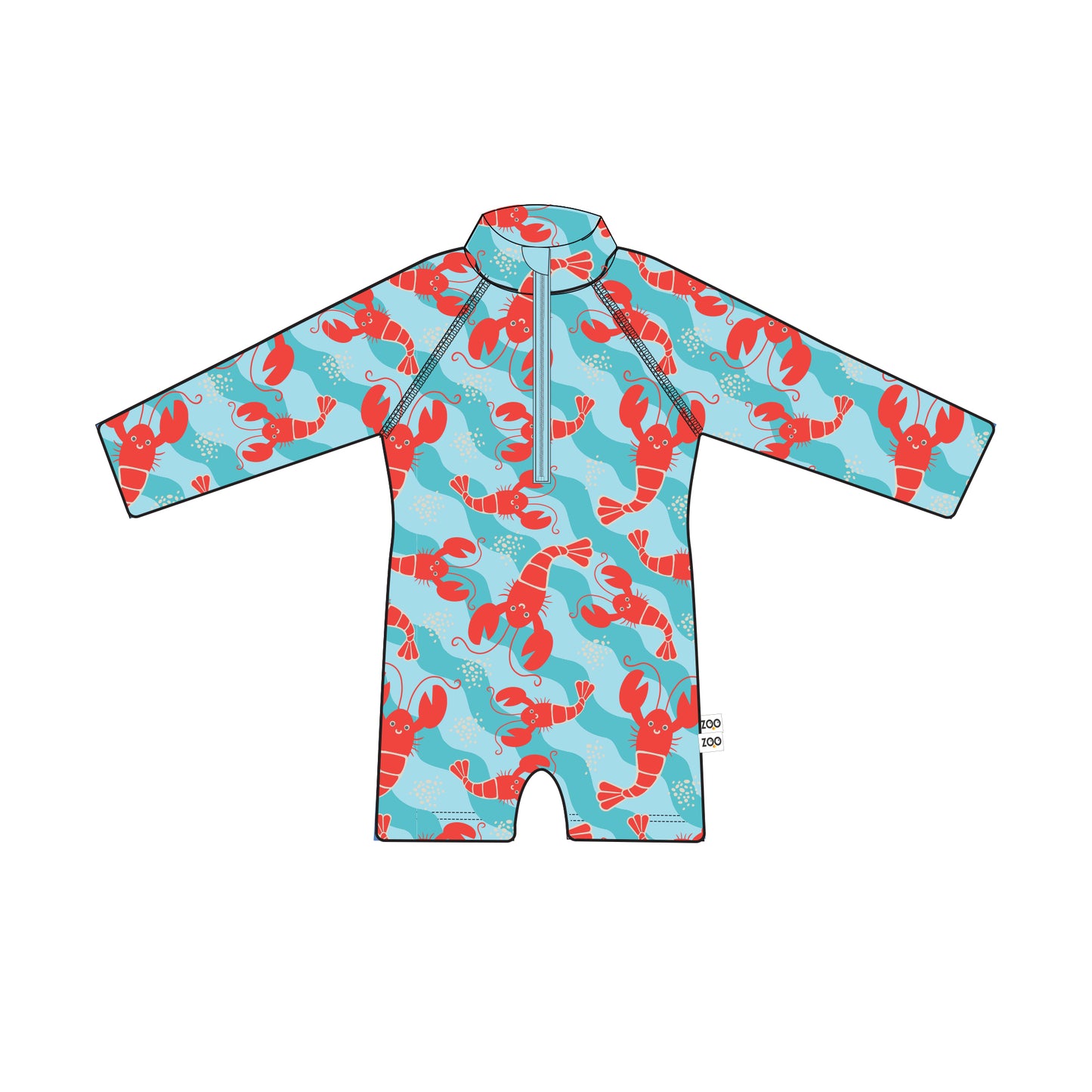 **2026 PRE-ORDER** Baby/Toddler Rash Guard One Piece Printed Swimsuit - Logan the Lobster