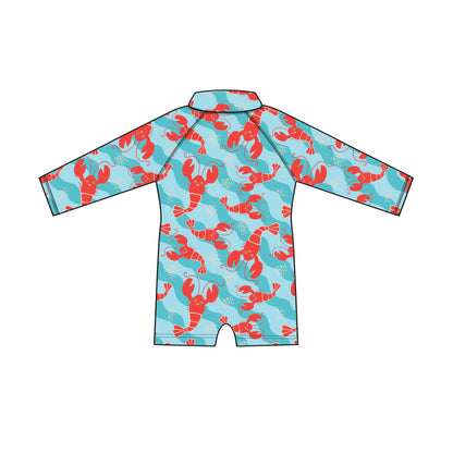 **2026 PRE-ORDER** Baby/Toddler Rash Guard One Piece Printed Swimsuit - Logan the Lobster