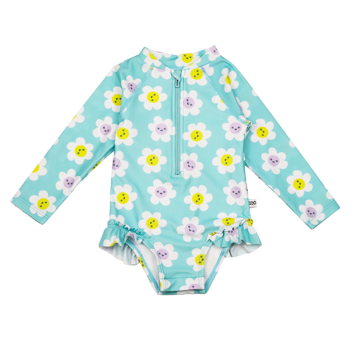 Baby/Toddler Girls Rash Guard One Piece Ruffled Swimsuit - Daisy