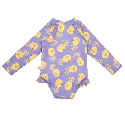 Baby/Toddler Girls Rash Guard One Piece Ruffled Swimsuit - Pineapple
