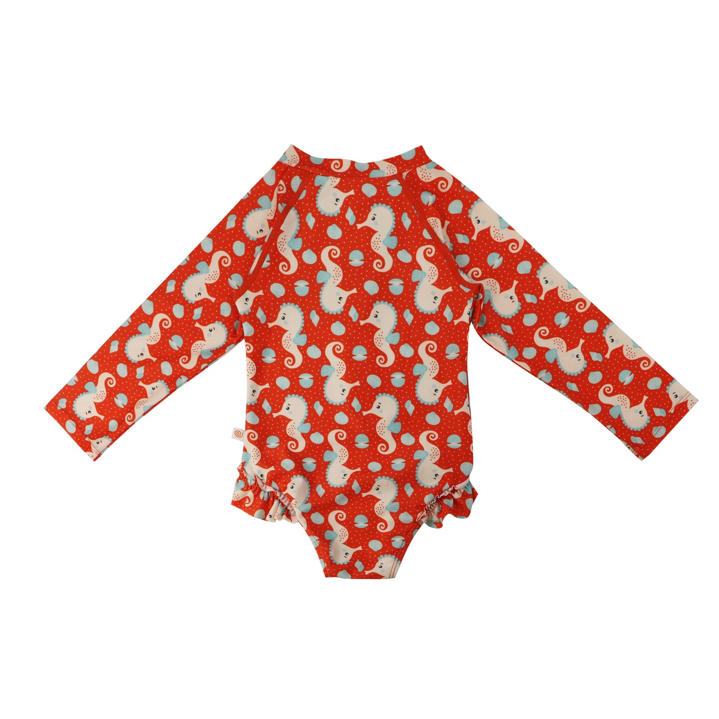 **2026 PRE-ORDER** Baby/Toddler Girls Rash Guard One Piece Ruffled Swimsuit - Sally the Seahorse