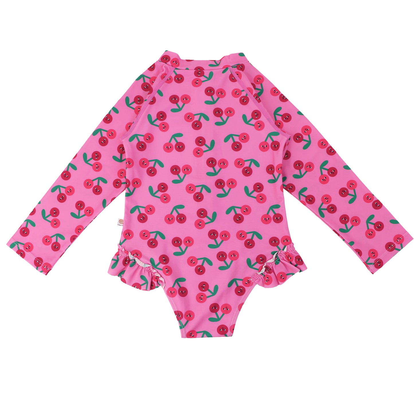 Baby/Toddler Girls Rash Guard One Piece Ruffled Swimsuit - Cherry