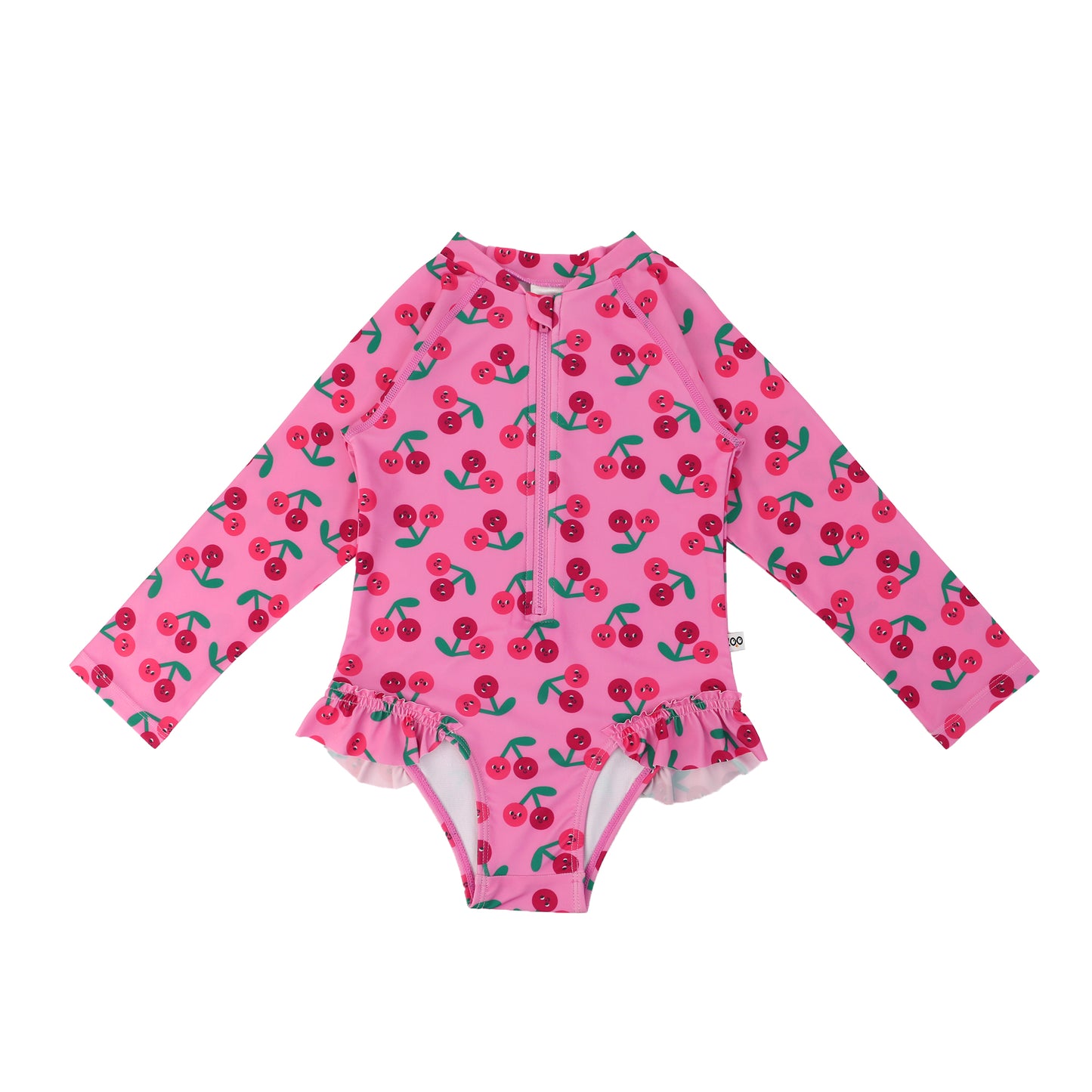 **2026 PRE-ORDER** Baby/Toddler Girls Rash Guard One Piece Ruffled Swimsuit - Cherry