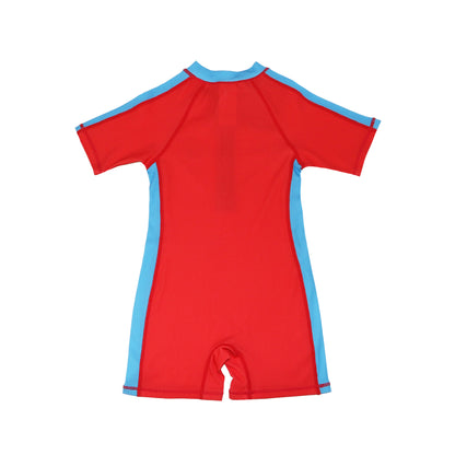 **2026 PRE-ORDER** Boys Baby/Toddler Short Sleeve One Piece Solid Swimsuit - Shark / Red