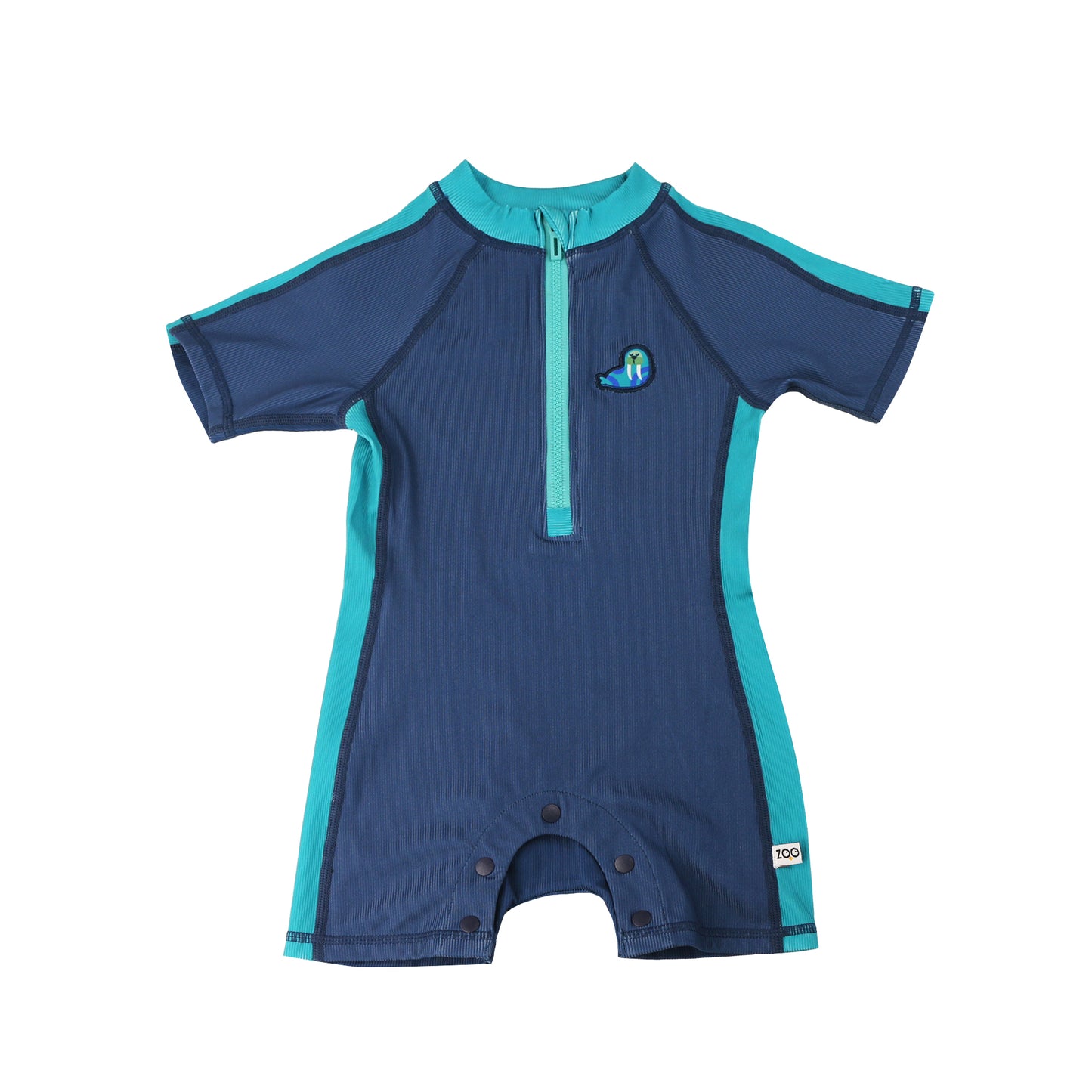 **2026 PRE-ORDER** Boys Baby/Toddler Short Sleeve One Piece Solid Swimsuit - Walrus / Dark Blue