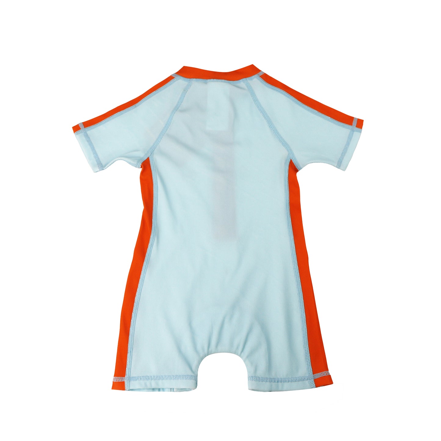**2026 PRE-ORDER** Boys Baby/Toddler Short Sleeve One Piece Solid Swimsuit - Lobster / Light Blue