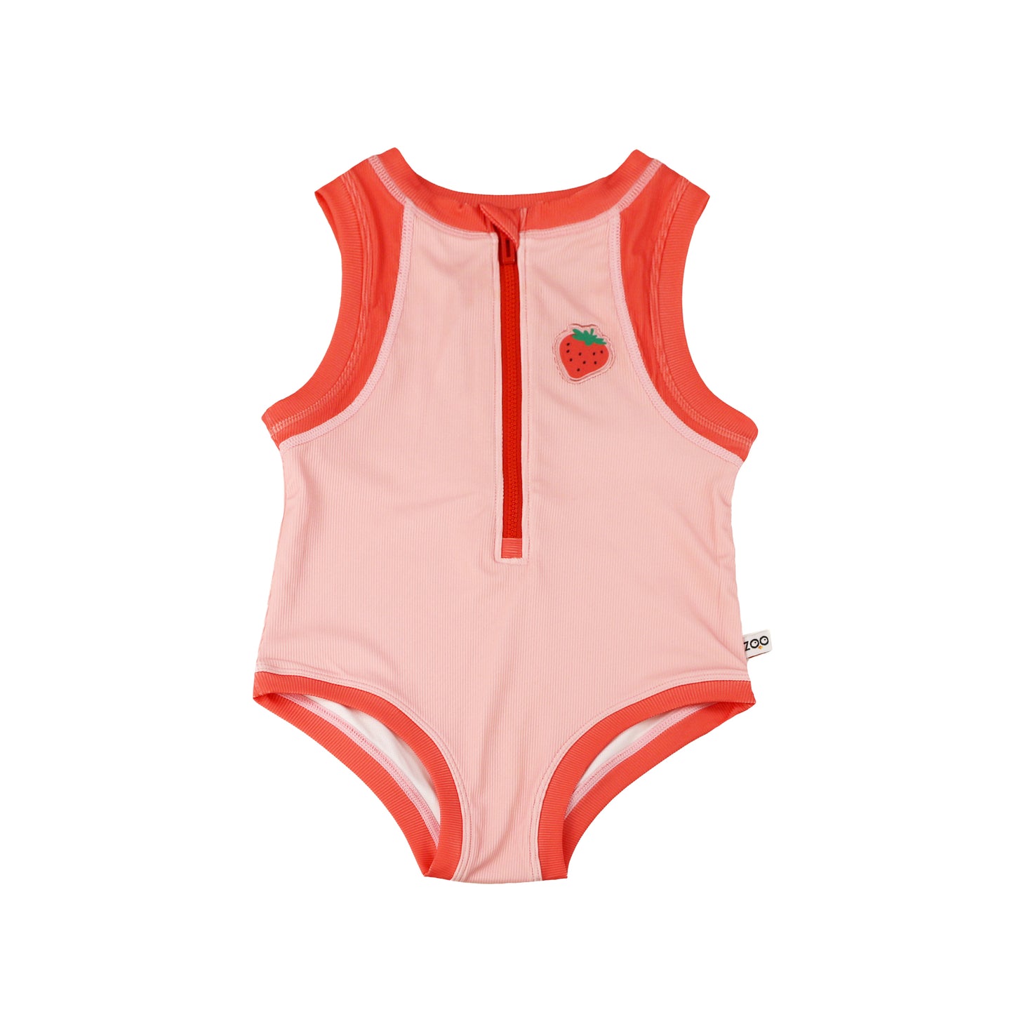 **2026 PRE-ORDER** Girls Baby/Toddler Sleeveless One Piece Solid Swimsuit - Strawberry