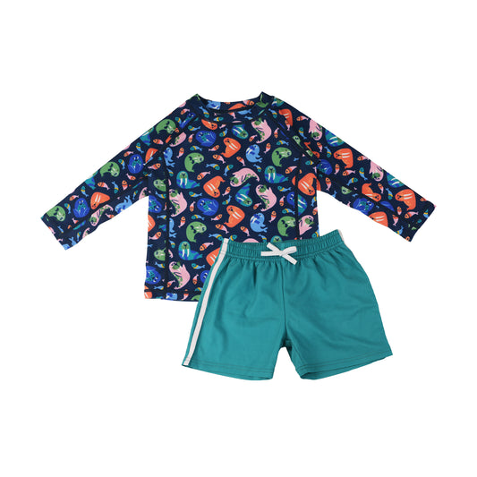 **2026 PRE-ORDER** Baby/Toddler Boys Swim Top & Swim Shorts Set - Wally the Walrus