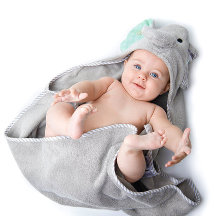 Baby Plush Terry Hooded Bath Towel - Elle the Elephant