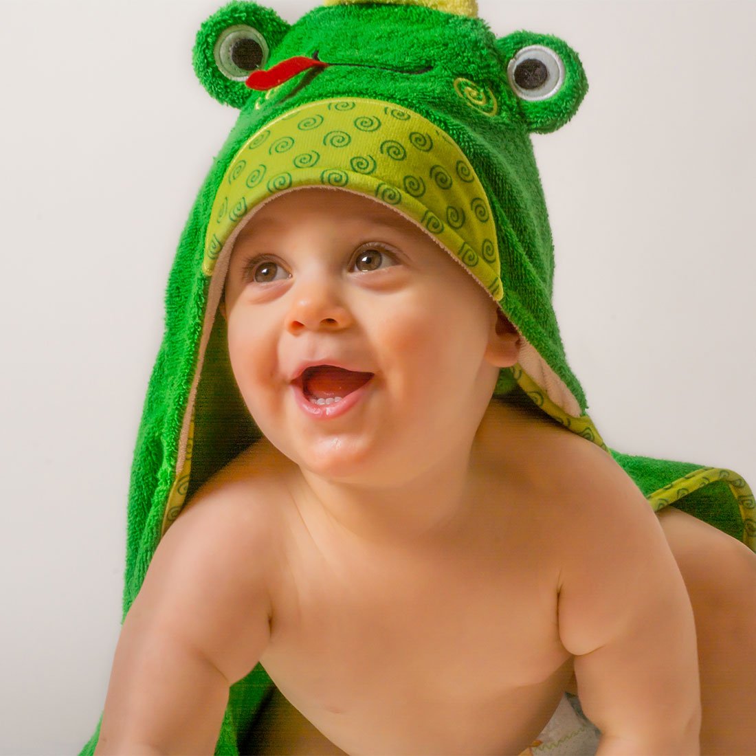 ZOOCCHINI Baby Snow Terry Hooded Bath Towel - Flippy the Frog-1