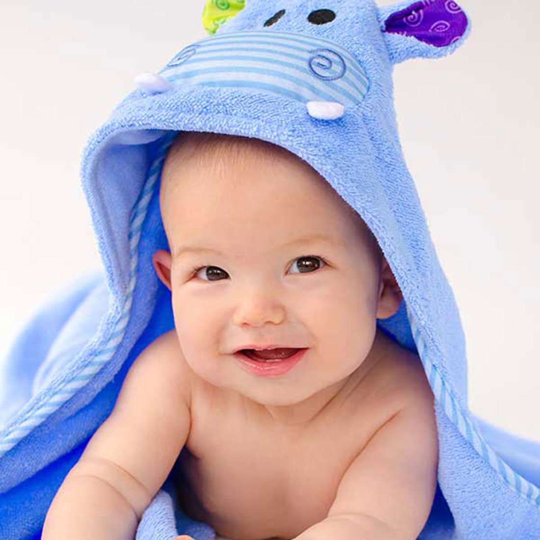 ZOOCCHINI Baby Snow Terry Hooded Bath Towel - Henry the Hippo-2