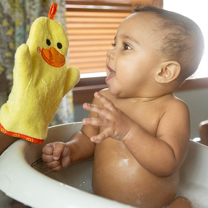 Baby Plush Terry Bath Mitt - Puddles the Duck