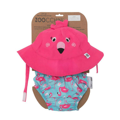 ZOOCCHINI UPF50+ Baby Swim Diaper & Sun Hat Set - Franny the Flamingo-4