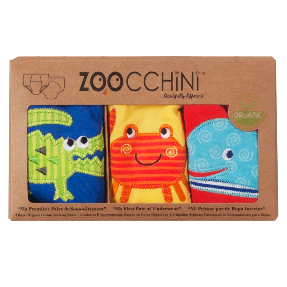 ZOOCCHINI Boys 3 Piece Organic Potty Training Pants Set - Ocean Friends-4